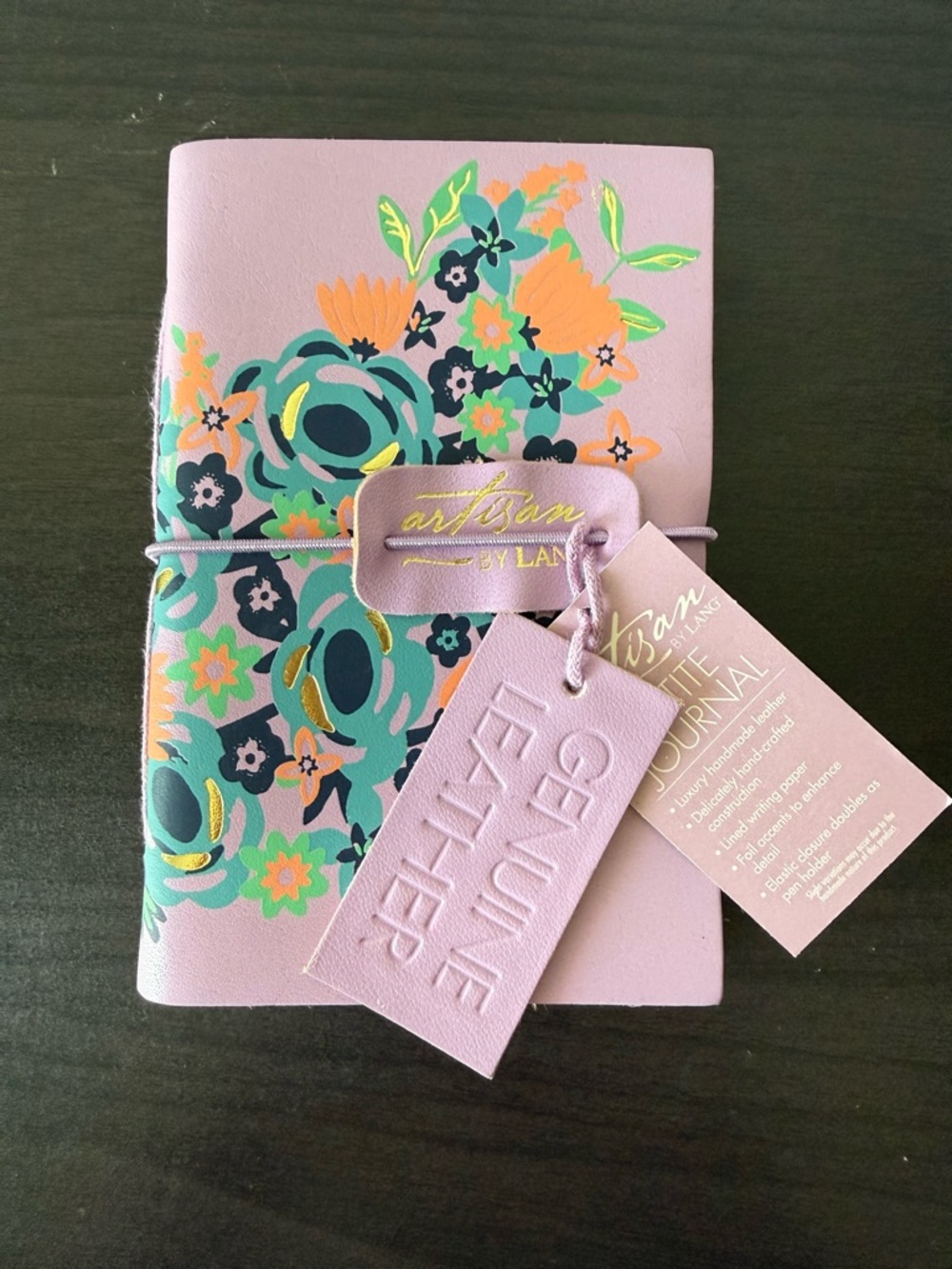 New Artisan by LANG Pink genuine leather handmade petite journal floral design